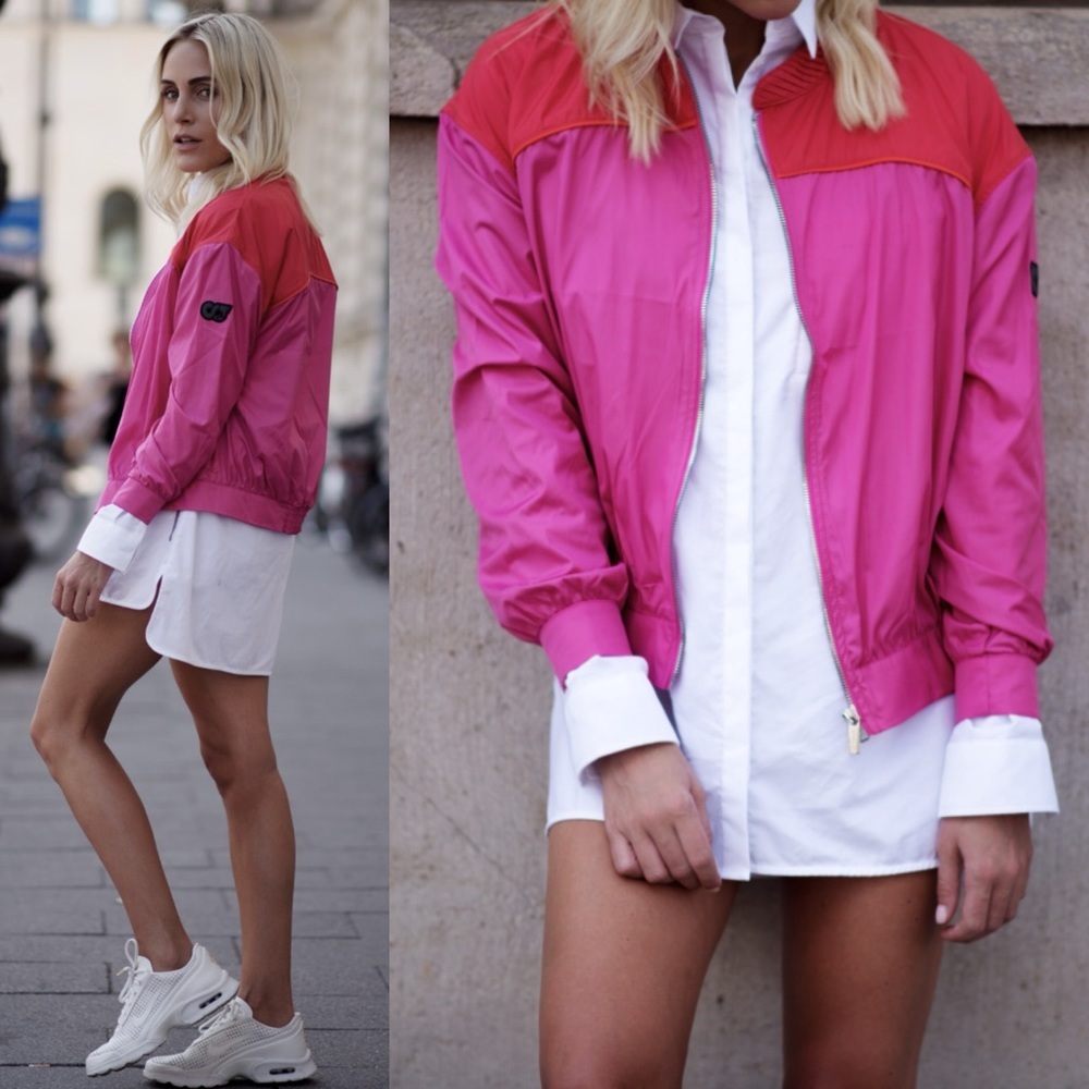 Alphatauri Bomber Pink Colorblock Jacket Sz S